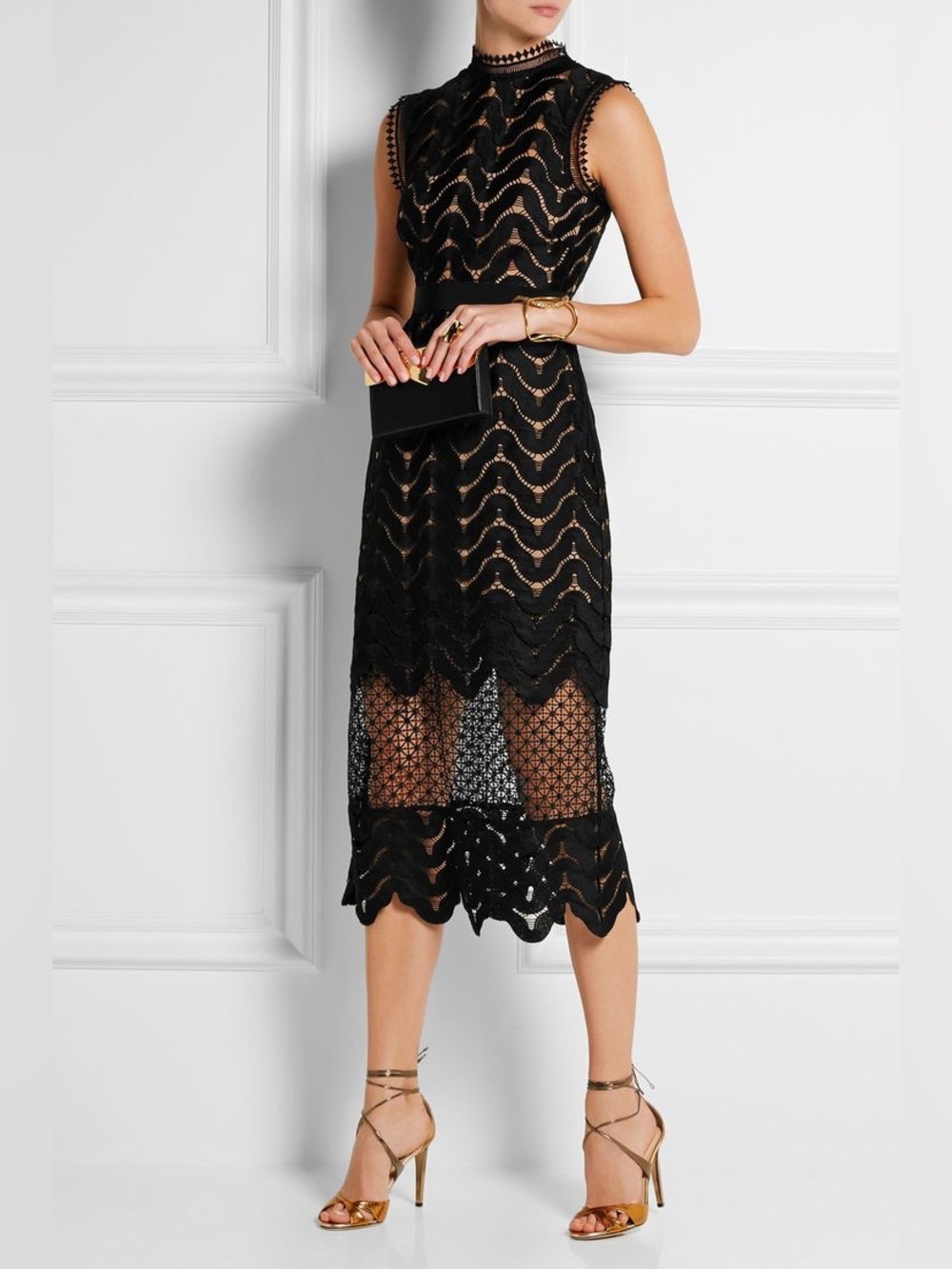 Self-Portrait Black Lace Backless Cocktail Dress